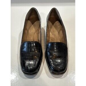 Aerosoles Final Exam Slip On Croc Embossed Wedge Heel Shoes Women's 9